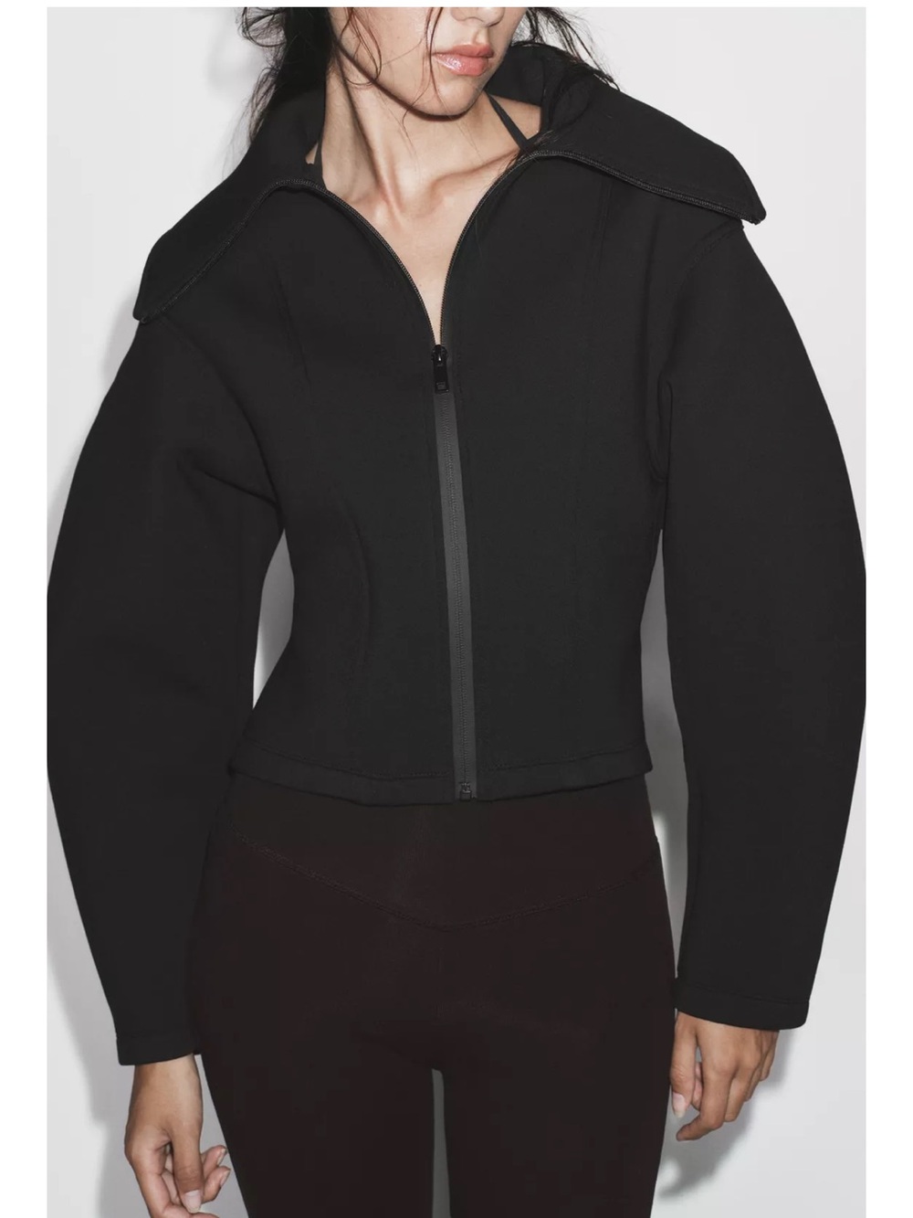 Zara sculpted minimalist full zip collar jacket